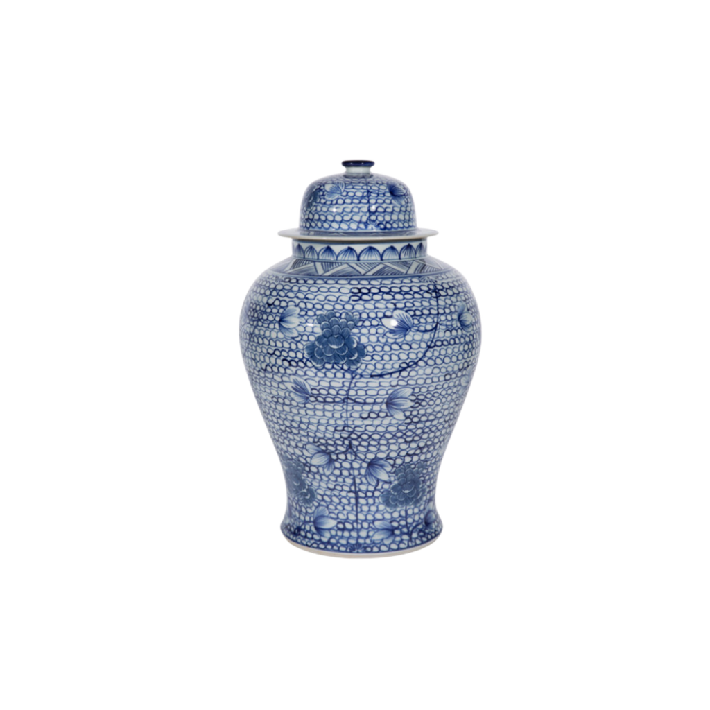 Blue & White Chain Temple Jar