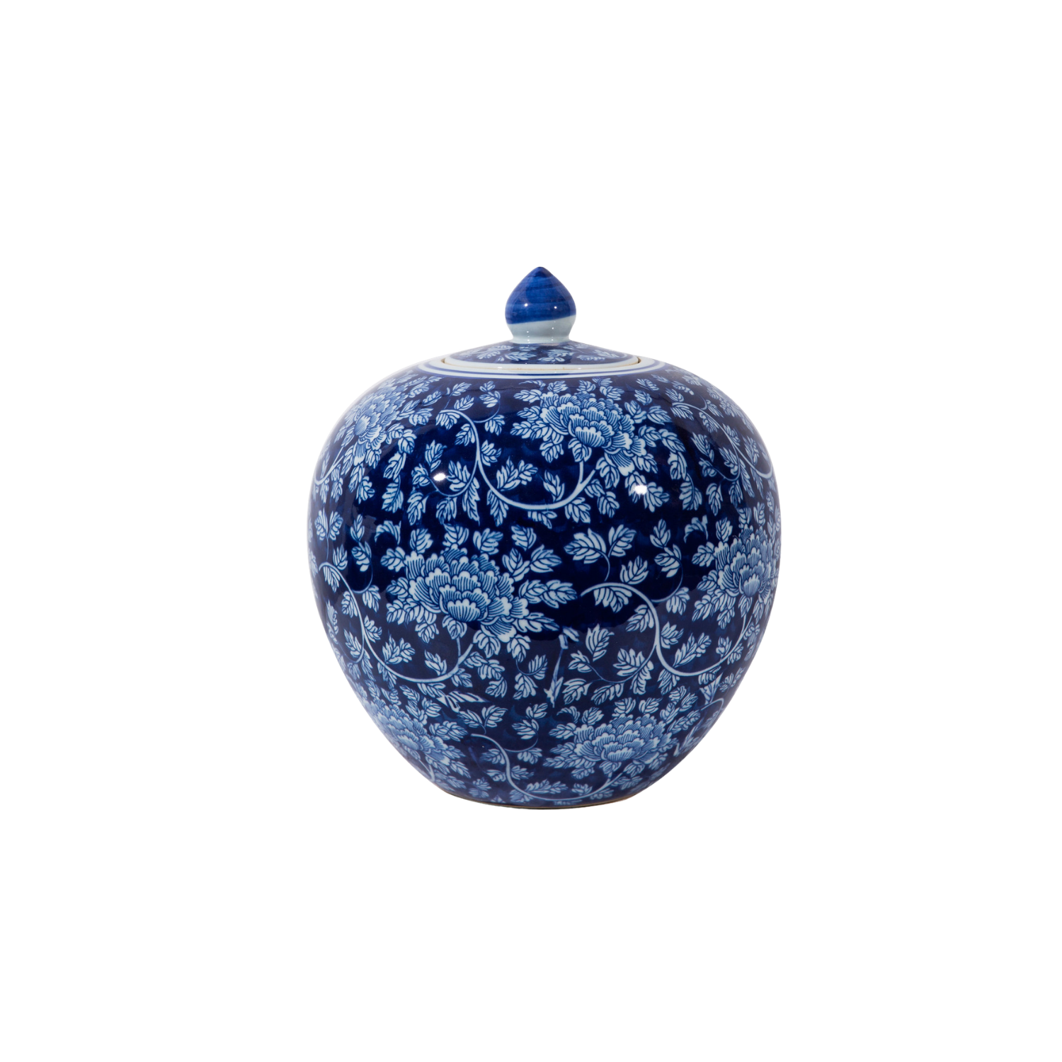 Blue And White Peony Melon Jar