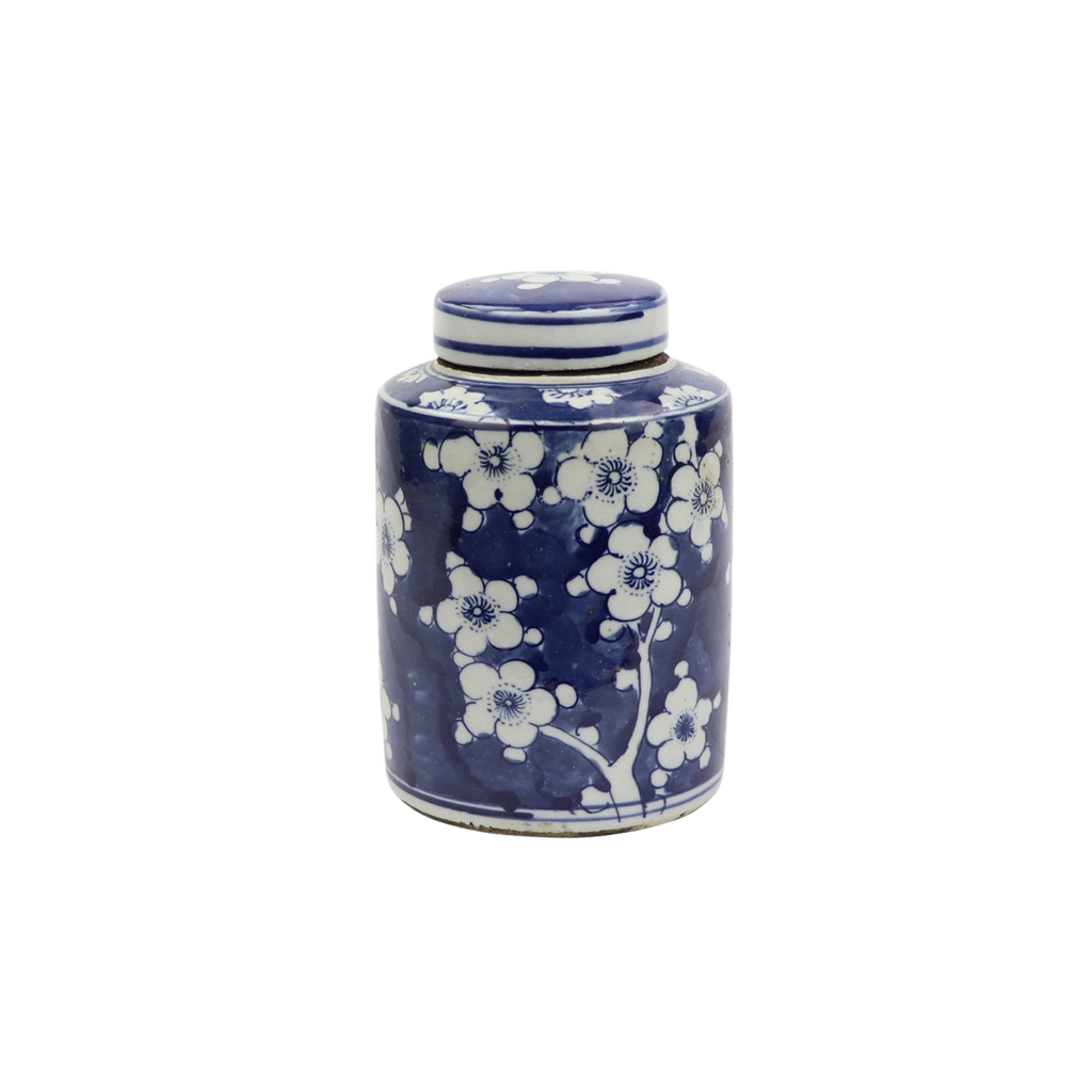 Blue And White Mini Tea Jar Blue Plum