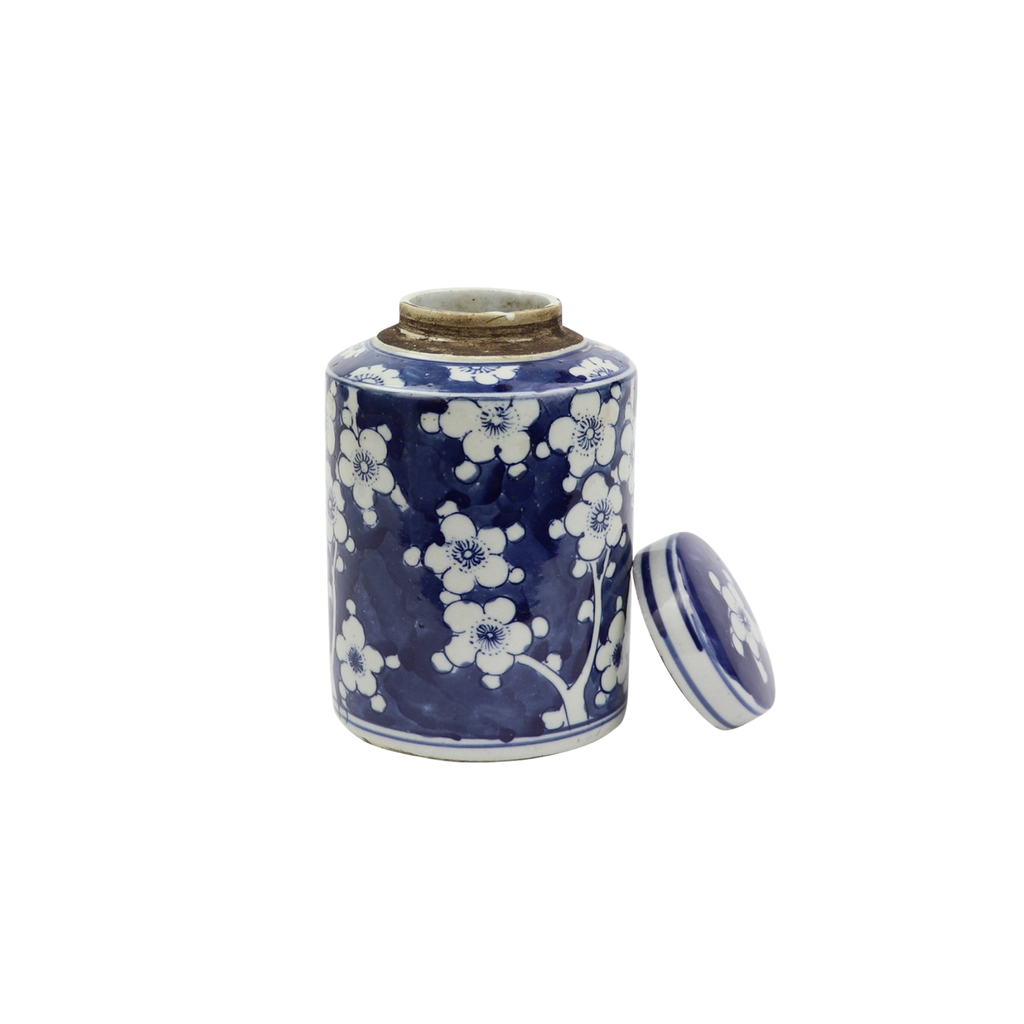 Blue And White Mini Tea Jar Blue Plum