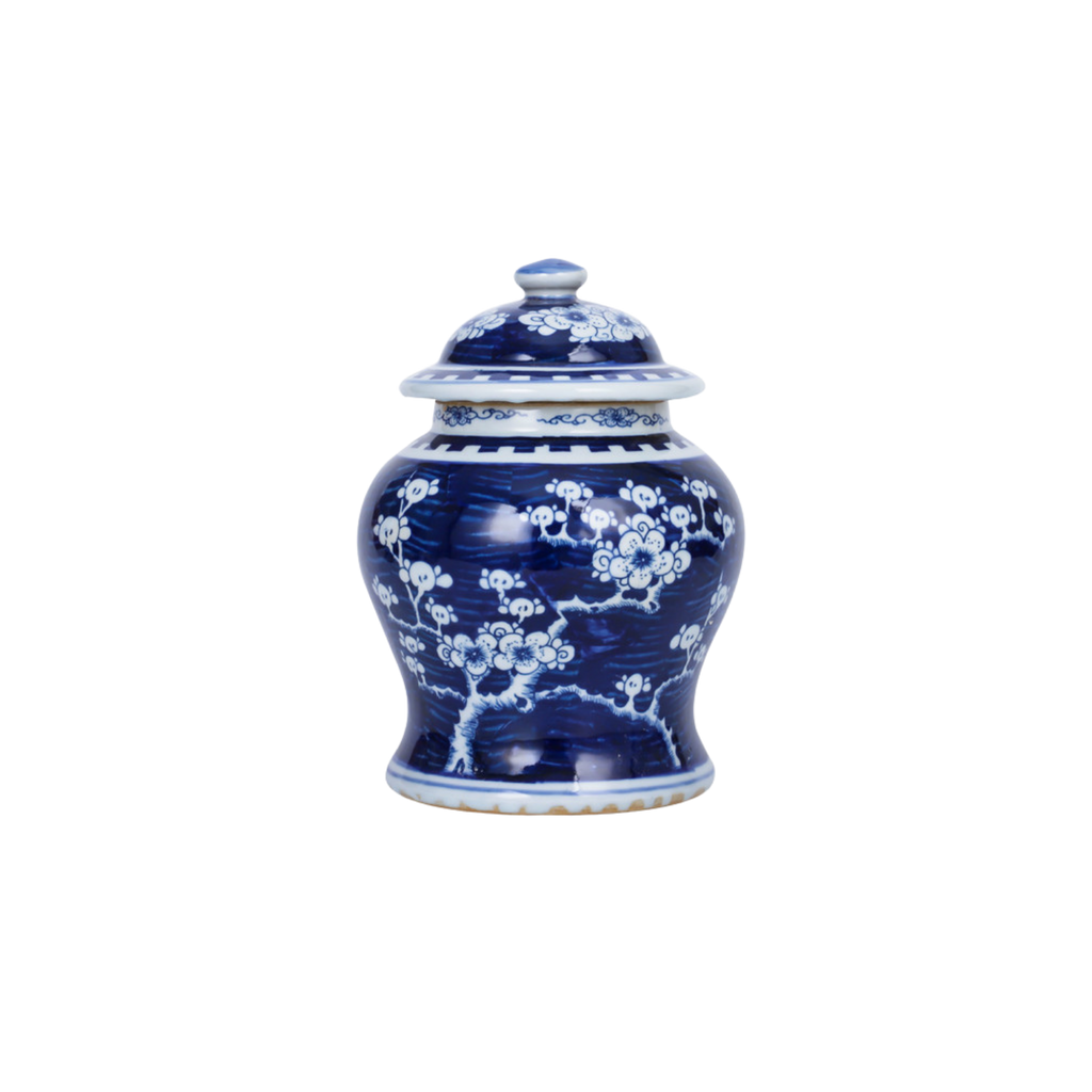 Small Porcelain Temple Jar Blue Plum Blossom