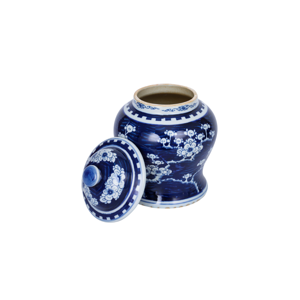 Small Porcelain Temple Jar Blue Plum Blossom