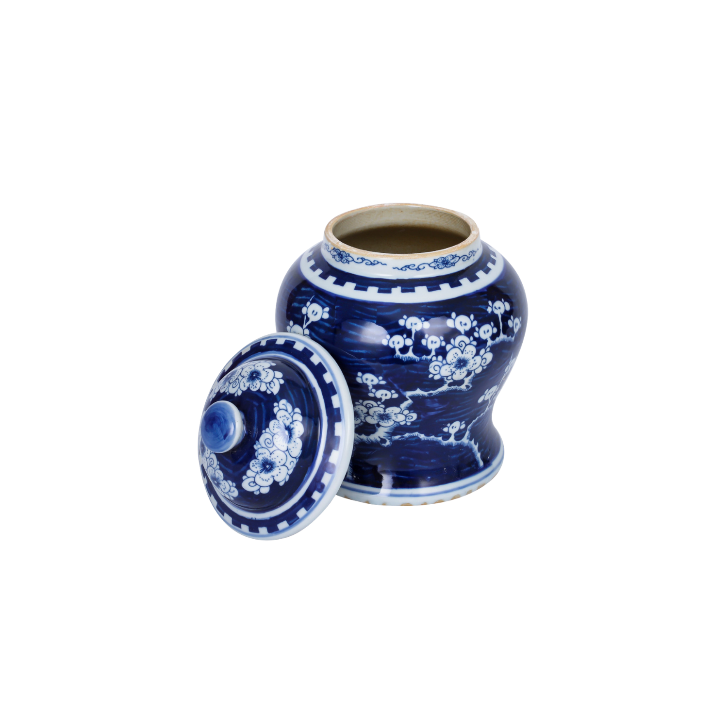 Small Porcelain Temple Jar Blue Plum Blossom