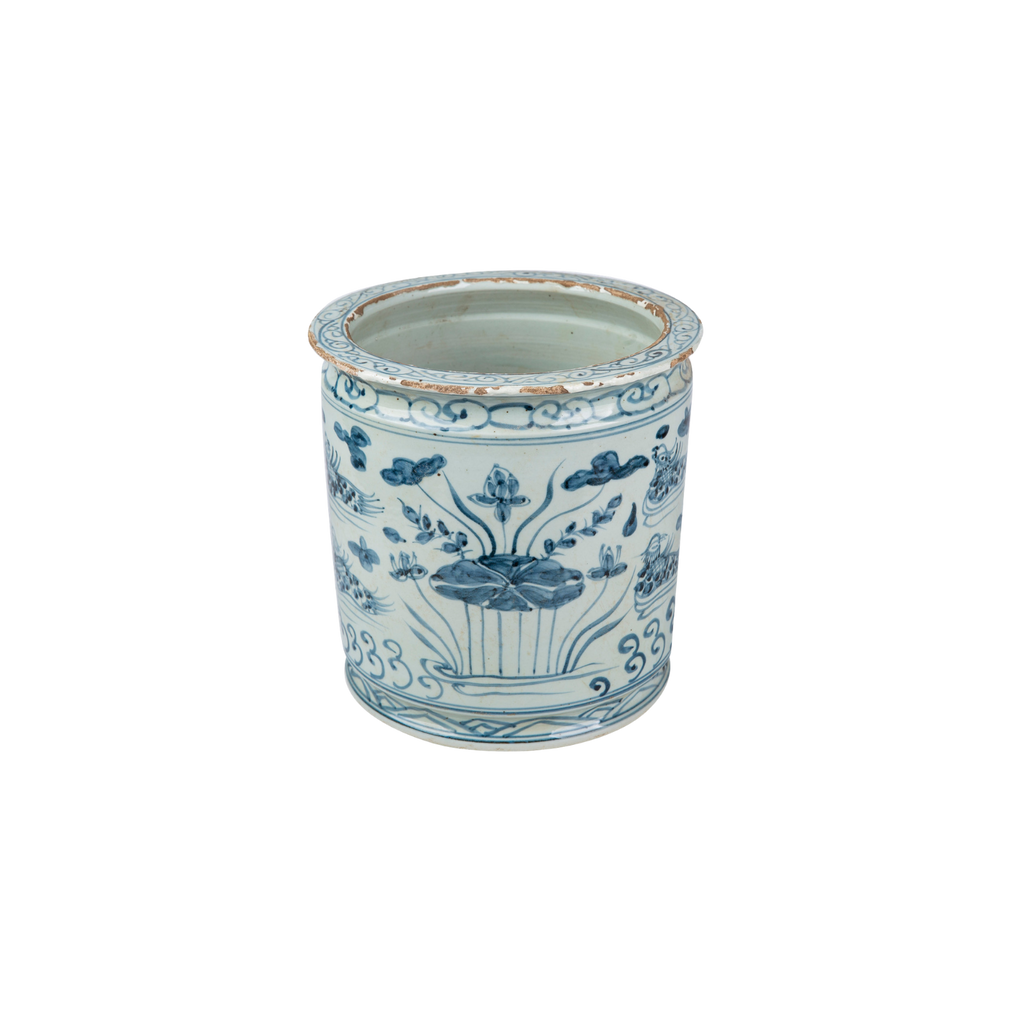BW Orchid Pot Mandarin Duck Motif