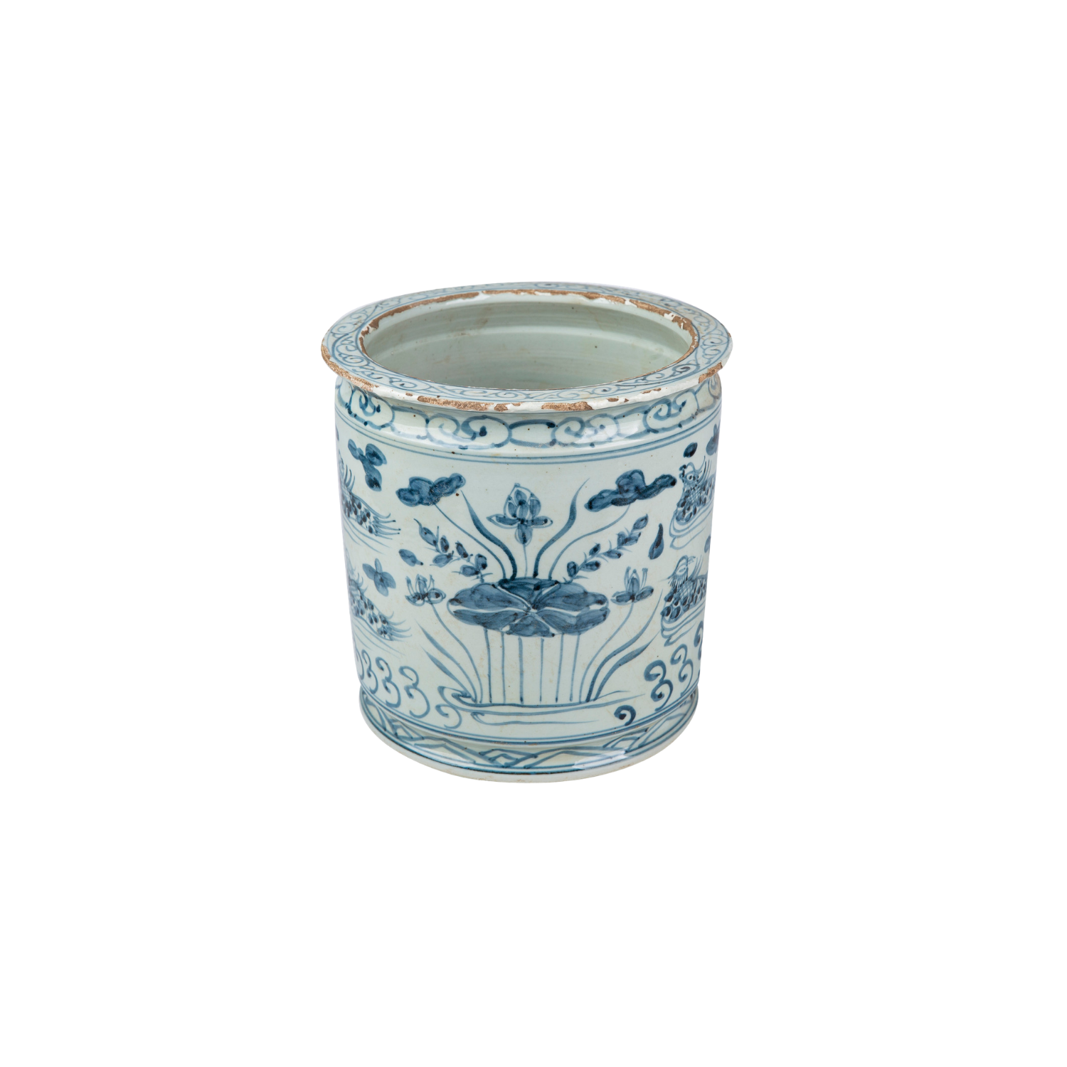 BW Orchid Pot Mandarin Duck Motif