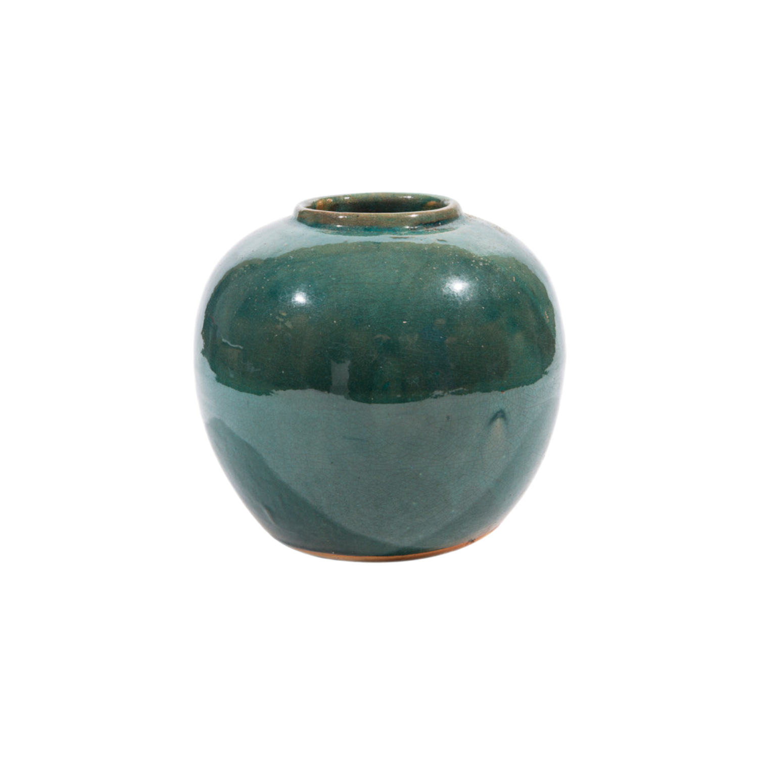 Vintage Dark Green Jar Round