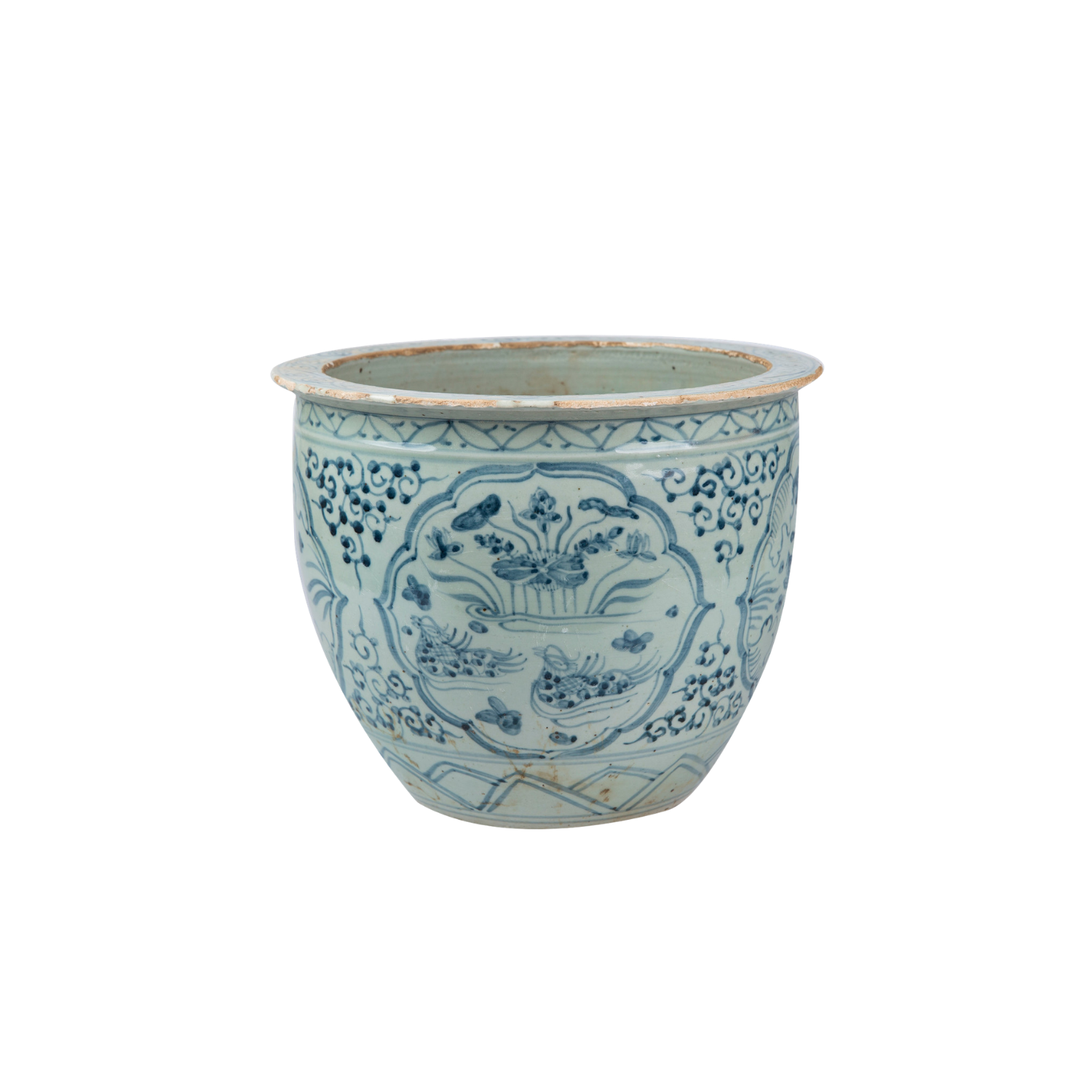 BW Small Planter Fish Mandarin Duck Motif