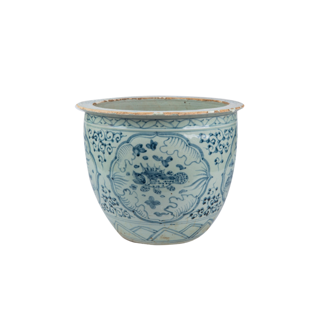 BW Small Planter Fish Mandarin Duck Motif