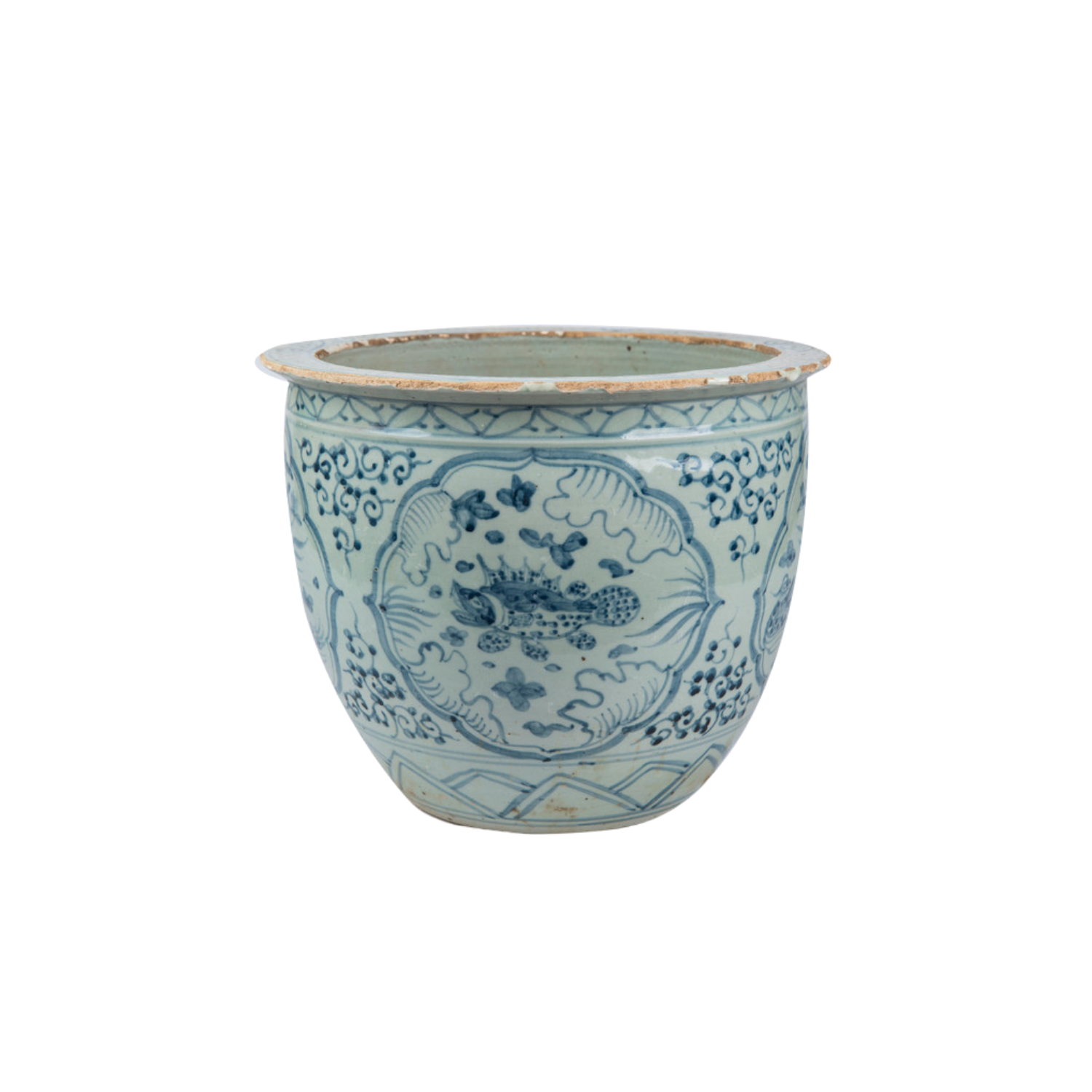 BW Small Planter Fish Mandarin Duck Motif
