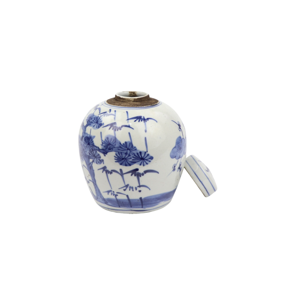 Blue and White Tiny Lid Mini Jar Plum & Pine