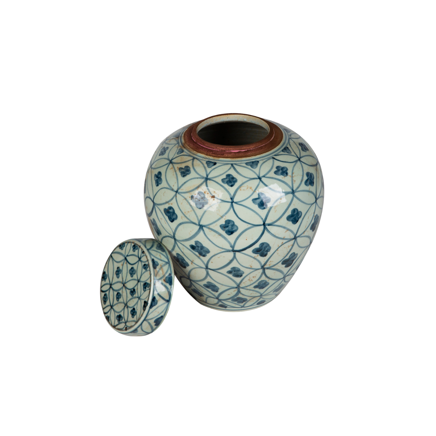 Blue and White Ming Jar Coin Motif