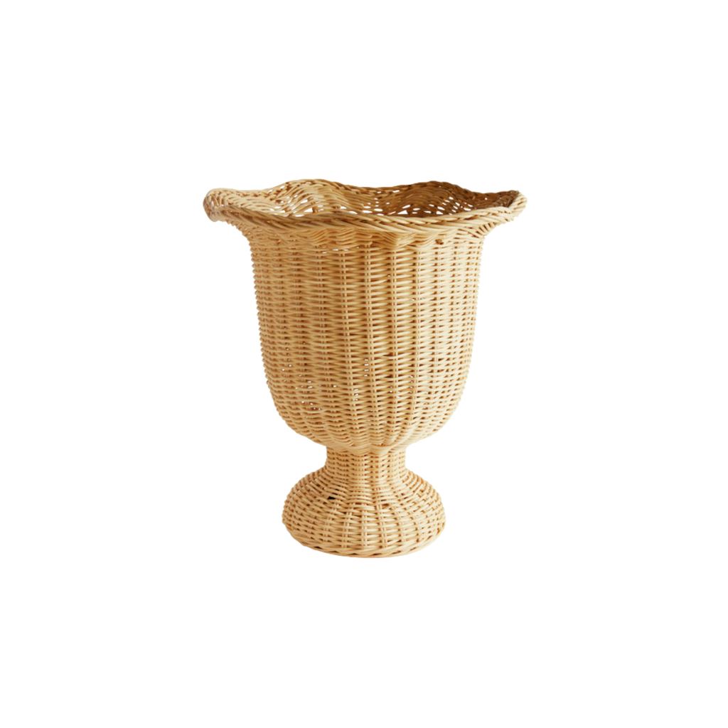Myra Rattan Scalloped Edge Footed Urn