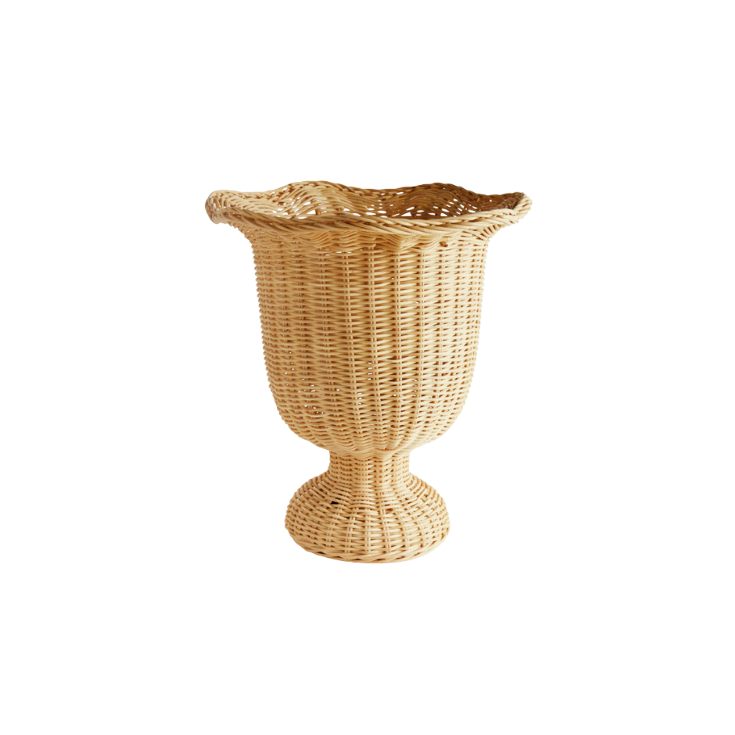 Myra Rattan Scalloped Edge Footed Urn