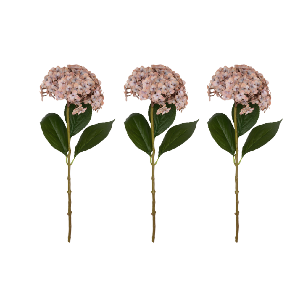 Artificial Hydrangea in Antique Blush - Set of 3