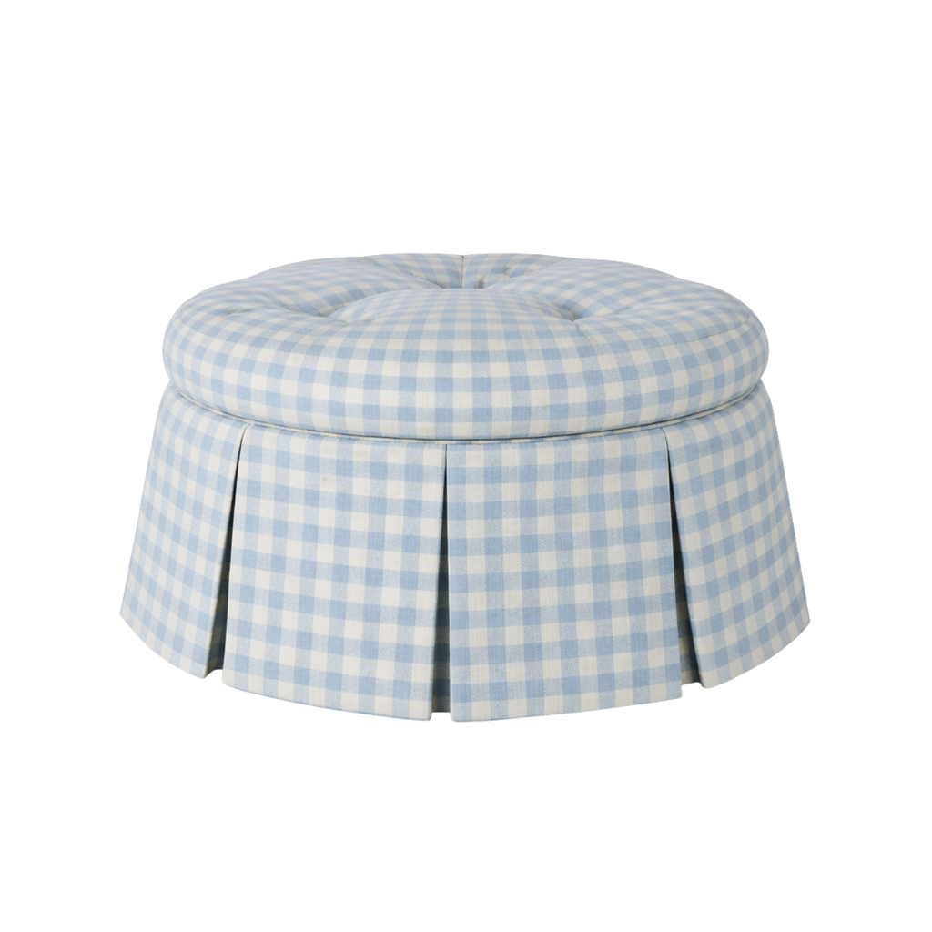 Cheryl Ottoman Blue Gingham