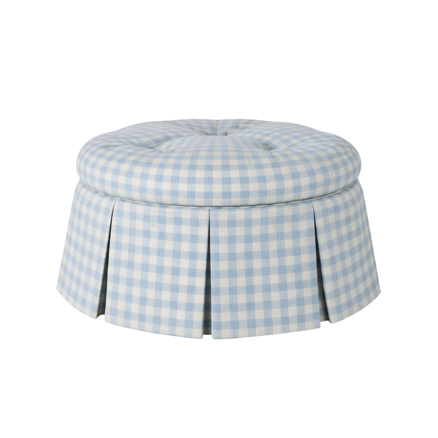 Cheryl Ottoman Blue Gingham