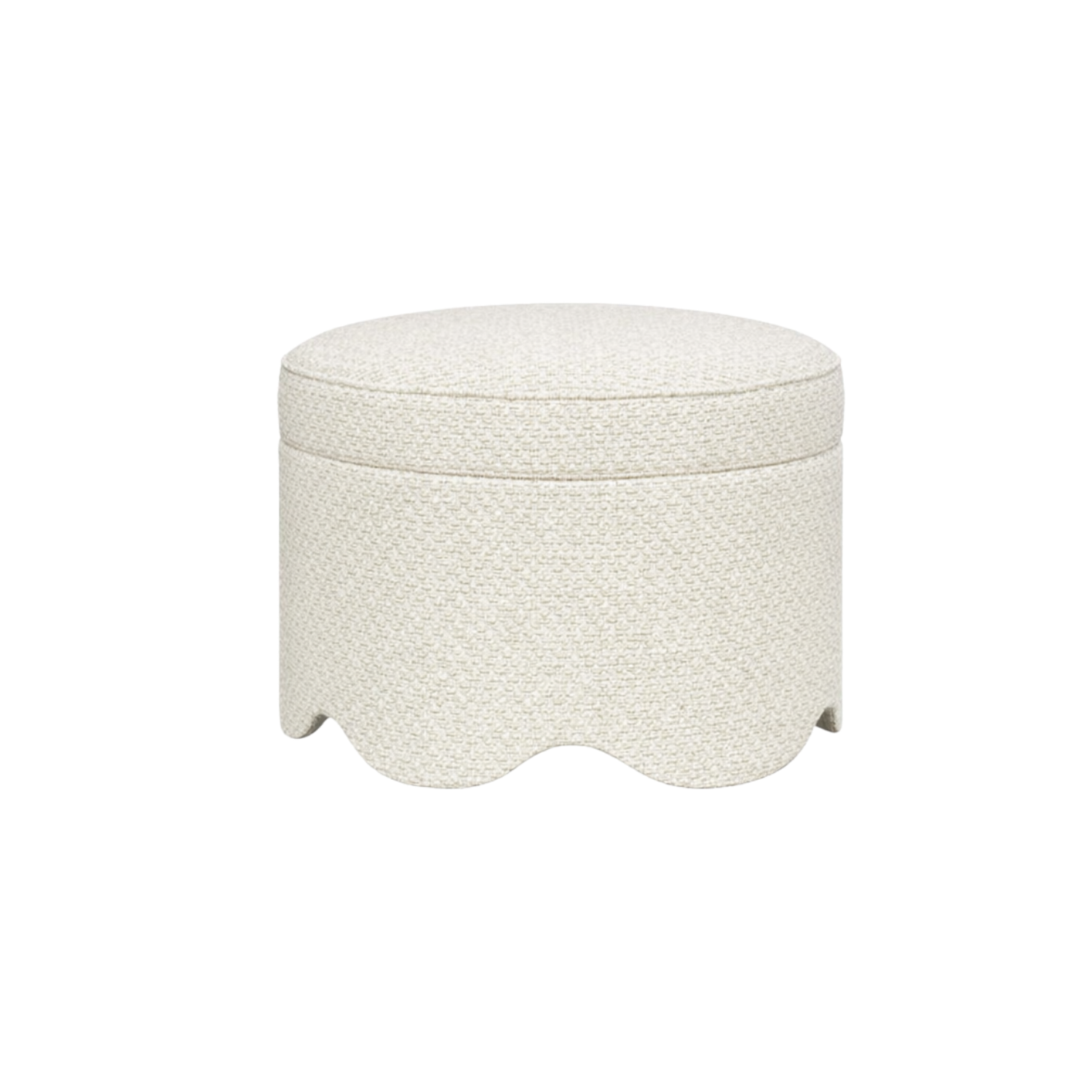 Suzie Scalloped Ottoman Warm Porcelain
