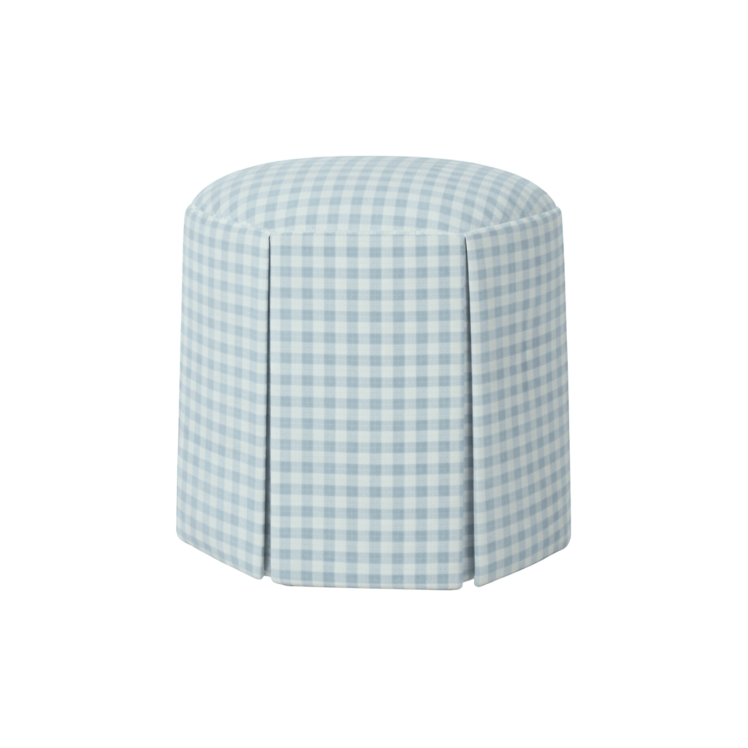 Evans Skirted Ottoman Blue Gingham
