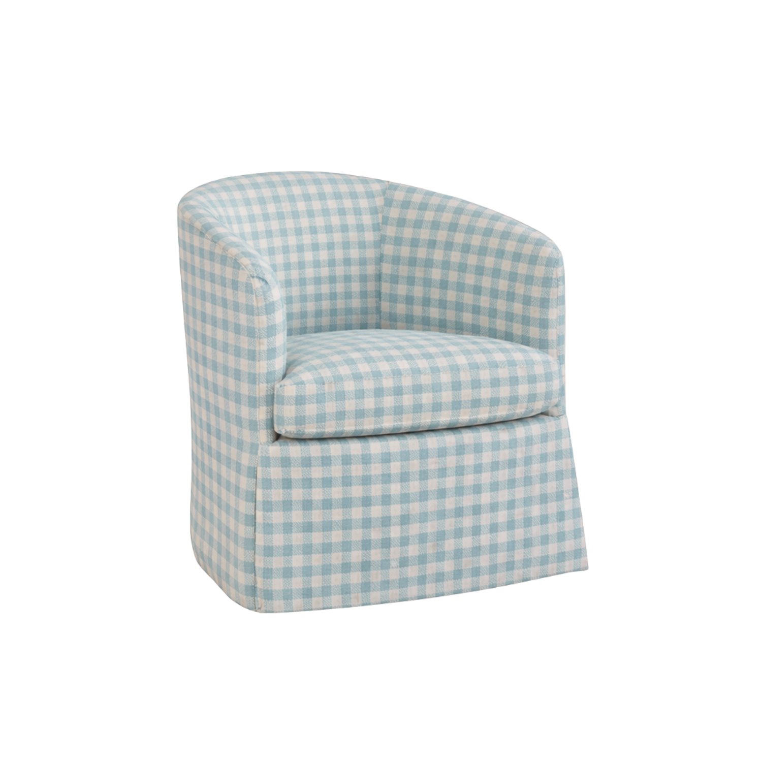 Corwin Skirted Swivel Chair Blue Gingham
